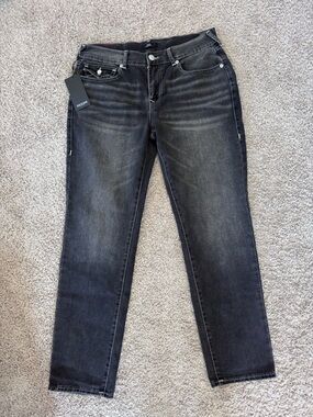 Men’s True Religion Geno Relaxed Slim Black Faded Straight-Leg Jeans